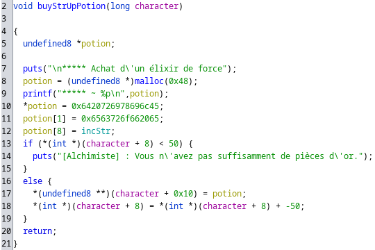 buyStrUpPotion function
