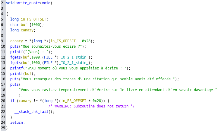 Ghidra decompiled write_quote function